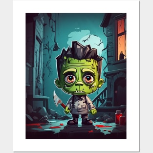 Cute Halloween Frankenstein Posters and Art